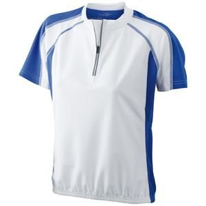 James & Nicholson Dámské cyklistické tričko JN419 - Bílá / královská modrá | XXL
