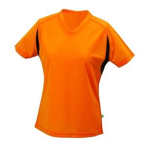 James & Nicholson Dámské sportovní tričko s krátkým rukávem JN316 - Oranžová / černá | M