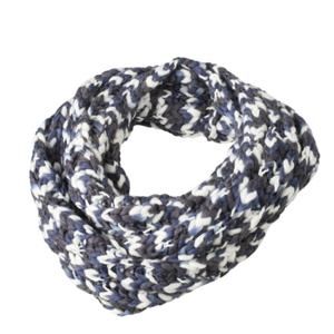 Pletená šála MB7981 - Tmavě modrá / šedo-bílá | 65 x 20 cm