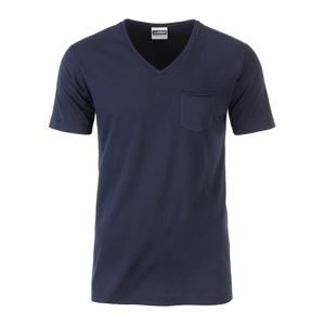 James & Nicholson Pánské tričko z biobavlny 8004 - Tmavě modrá | S