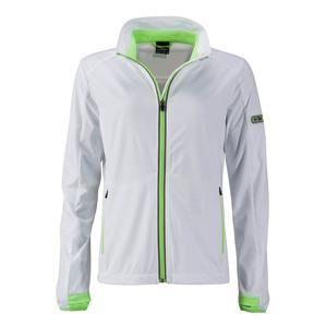 James & Nicholson Dámská sportovní softshellová bunda JN1125 - Bílá / jasně zelená | M