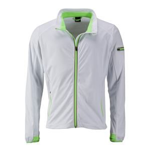 James & Nicholson Pánská sportovní softshellová bunda JN1126 - Bílá / jasně zelená | XXL