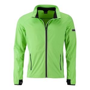 James & Nicholson Pánská sportovní softshellová bunda JN1126 - Jasně zelená / černá | XL