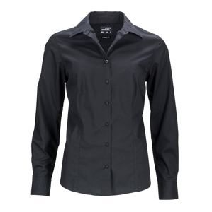 James & Nicholson Dámská košile s dlouhým rukávem JN641 - Černá | XXL
