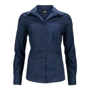 James & Nicholson Dámská košile s dlouhým rukávem JN641 - Tmavě modrá | XXL