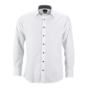 James & Nicholson Pánská bílá košile JN648 - Bílá / titanová / bílá | S