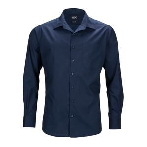 James & Nicholson Pánská košile s dlouhým rukávem JN642 - Tmavě modrá | XXL