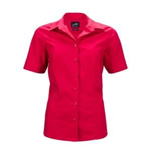 James & Nicholson Dámská košile s krátkým rukávem JN643 - Červená | XS