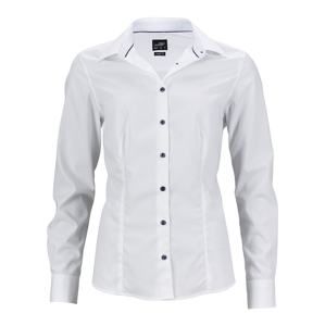 James & Nicholson Dámská bílá košile JN647 - Bílá / bílá / světle modrá | M