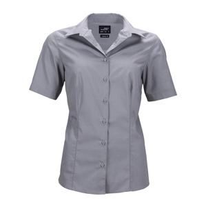 James & Nicholson Dámská košile s krátkým rukávem JN643 - Ocelová | XS