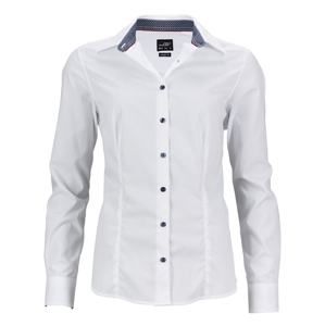 Dámská bílá košile JN647 - Bílá / tmavě modrá / bílá | M