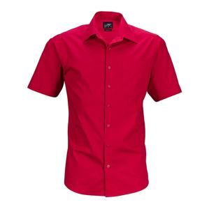 James & Nicholson Pánská košile s krátkým rukávem JN644 - Červená | XXXL