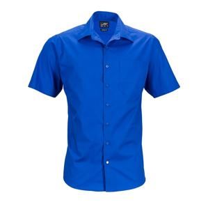 James & Nicholson Pánská košile s krátkým rukávem JN644 - Královská modrá | XXL