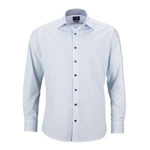 James & Nicholson Pánská luxusní košile Diamonds JN670 - Bílá / světle modrá | M