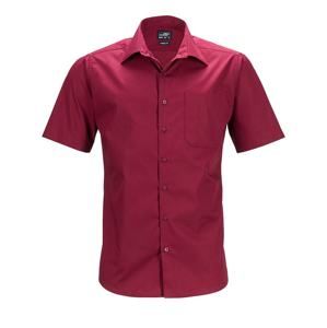 James & Nicholson Pánská košile s krátkým rukávem JN644 - Vínová | XXXXL