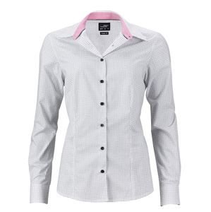 James & Nicholson Dámská luxusní košile Dots JN673 - Bílá / titanová | L