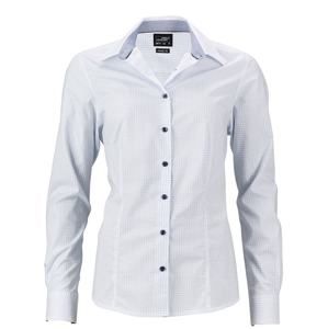 James & Nicholson Dámská luxusní košile Dots JN673 - Bílá / světle modrá | L
