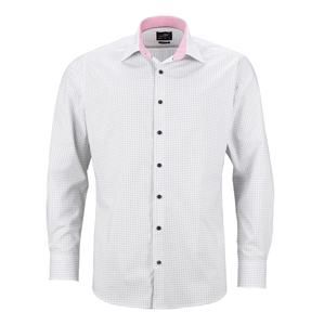 James & Nicholson Pánská luxusní košile Dots JN674 - Bílá / titanová | S
