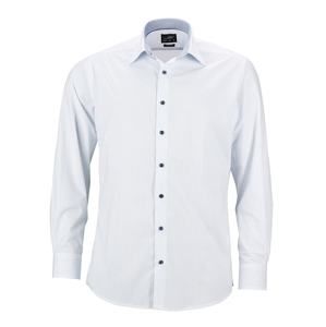 James & Nicholson Pánská luxusní košile Dots JN674 - Bílá / světle modrá | XXL