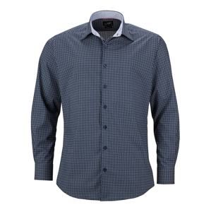 James & Nicholson Pánská luxusní košile Dots JN674 - Tmavě modrá / bílá | L