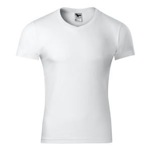 MALFINI Pánské tričko Slim Fit V-neck - Bílá | XL
