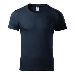 MALFINI Pánské tričko Slim Fit V-neck - Námořní modrá | XL