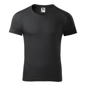 MALFINI Pánské tričko Slim Fit V-neck - Ebony gray | M