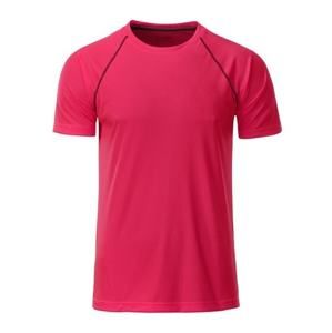 James & Nicholson Pánské funkční tričko JN496 - Jasně růžová / titanová | M