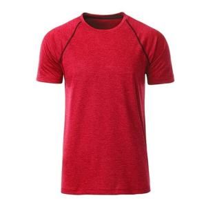 James & Nicholson Pánské funkční tričko JN496 - Červený melír / titanová | L