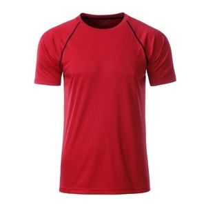 James & Nicholson Pánské funkční tričko JN496 - Červená / černá | XXL