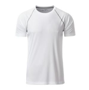 James & Nicholson Pánské funkční tričko JN496 - Bílá / stříbrná | XXL