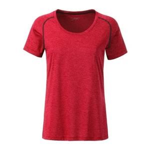 James & Nicholson Dámské funkční tričko JN495 - Červený melír / titanová | XL