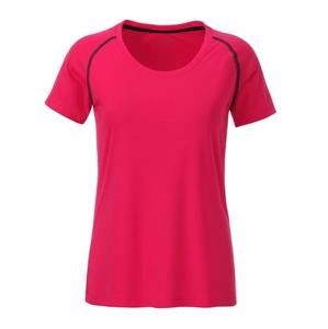 James & Nicholson Dámské funkční tričko JN495 - Jasně růžová / titanová | XL