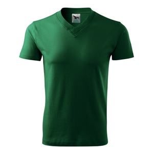 MALFINI Tričko V-neck - Lahvově zelená | XL