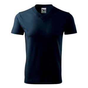 MALFINI Tričko V-neck - Námořní modrá | XL