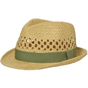 Myrtle Beach Letní klobouk děrovaný MB6598 - Slámová / olivová | L/XL
