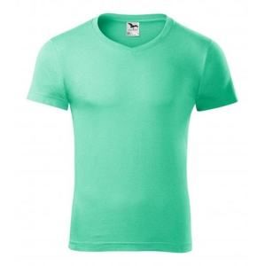 MALFINI Pánské tričko Slim Fit V-neck - Mátová | XXL