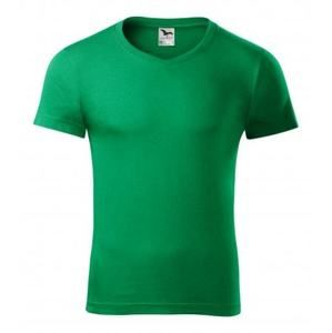 MALFINI Pánské tričko Slim Fit V-neck - Středně zelená | S