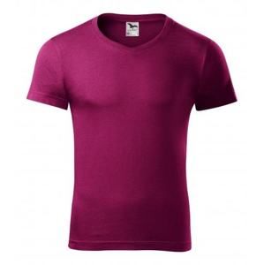 Pánské tričko Slim Fit V-neck - Světle fuchsiová | L