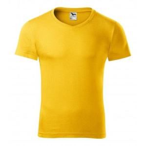 MALFINI Pánské tričko Slim Fit V-neck - Žlutá | S
