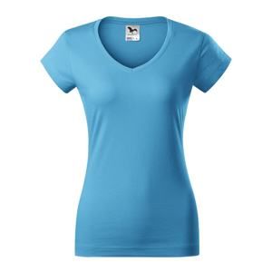 MALFINI Dámské tričko Fit V-neck - Tyrkysová | XL