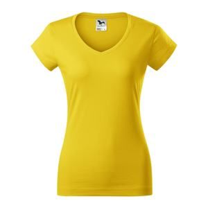 MALFINI Dámské tričko Fit V-neck - Žlutá | L