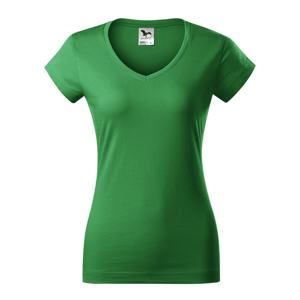 MALFINI Dámské tričko Fit V-neck - Středně zelená | XL