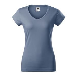 MALFINI Dámské tričko Fit V-neck - Denim | M