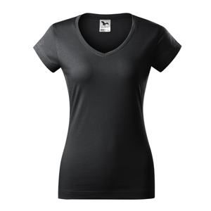 MALFINI Dámské tričko Fit V-neck - Ebony gray | XXL