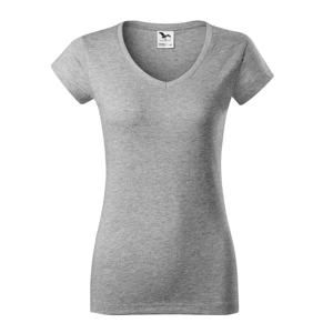 MALFINI Dámské tričko Fit V-neck - Tmavě šedý melír | S