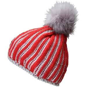 Pletená dámská zimní čepice MB7107 - Světle červená / stříbrná