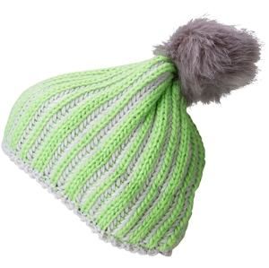 Pletená dámská zimní čepice MB7107 - Jarně zelená / stříbrná