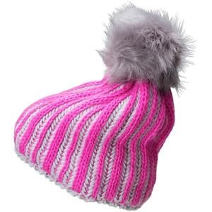 Pletená dámská zimní čepice MB7107 - Růžová / stříbrná