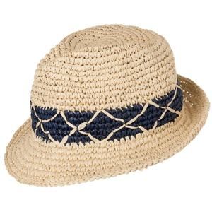 Myrtle Beach Letní pánský klobouk MB6702 - Slámová / tmavě modrá | S/M